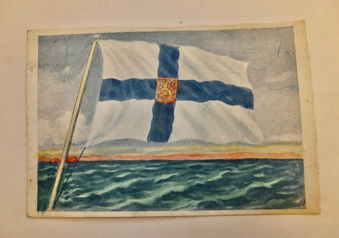 VANHA Postikortti Suomen Lippu n. 1940-1950-l