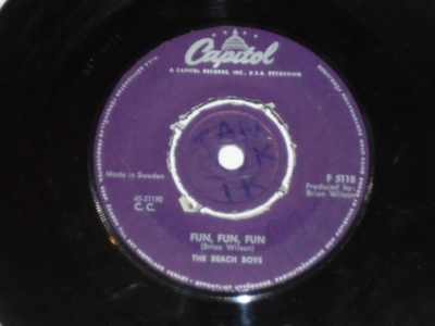 7" BEACH BOYS - Fun, Fun, Fun  - single 1964 SWE surf VG++