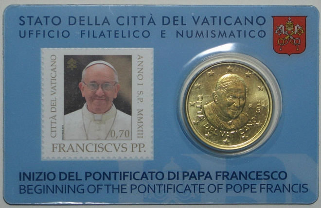 2013 Vatikaani 50c + 0,70€ postimerkki No 3 COINCARD