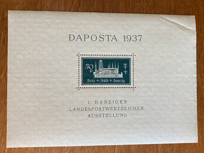 SAKSA DANZIG 1937 DANZIGIN POSTIMERKKINÄYTTELY BL1**