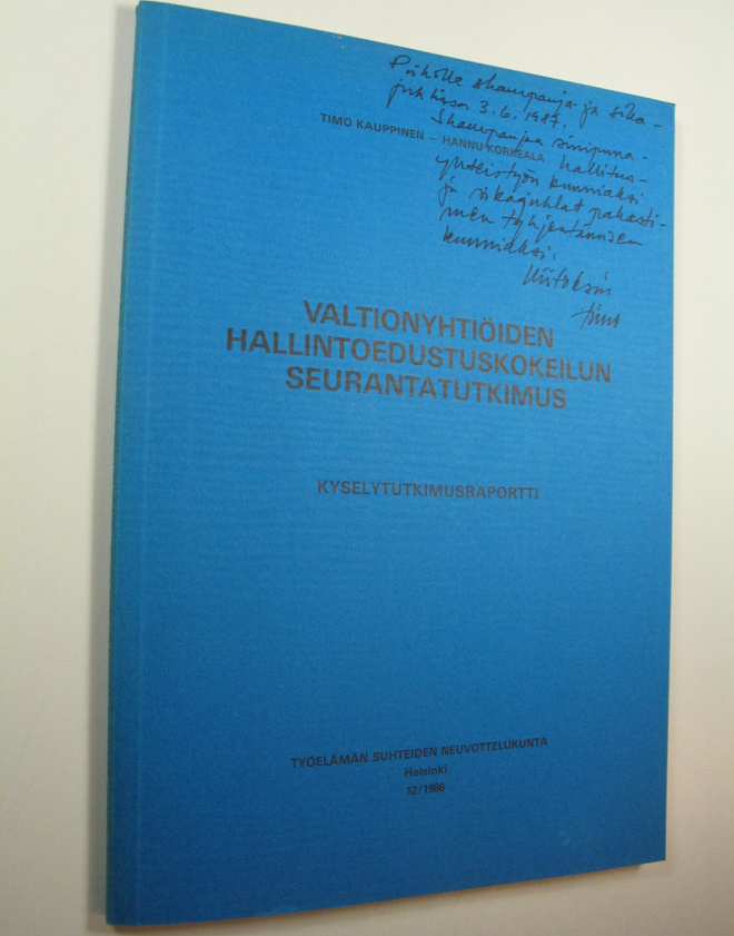 Timo Kauppinen : Valtionyhtiöiden hallintoedustuskokeilun...