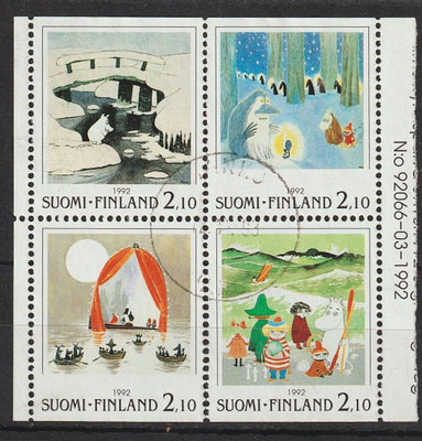 1992 Nordia93 Postimerkkinäyttelyn neliö leimattuna