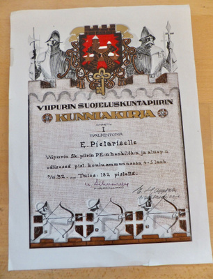 Kunniakirja Suojeluskunta Viipuri 1932 Nimmari Urho Sihvonen