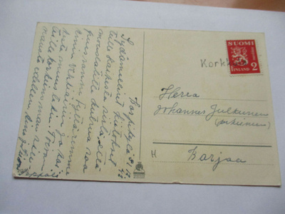 1942 Korkkula (Hollola) rivil kortilla