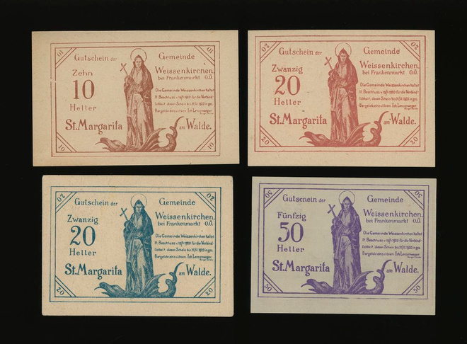 Itävalta Notgeld 10, 2x20, 50 Heller, Weissenkirchen