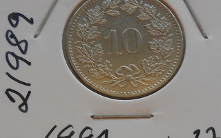 SVEITSI  10 Rappen  v. 1982  KM#27  Circ