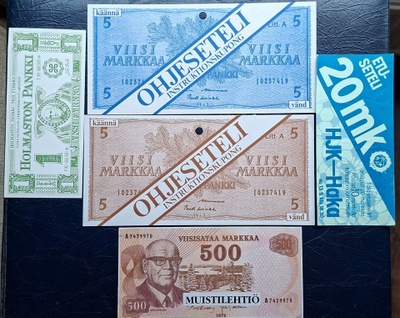 Markkaajan etusetelit 5 kpl.1979.