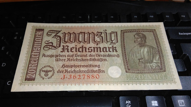 Germany Saksa 20 Mark 1940-45 P139 VF+