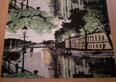 Vallila - Aurajoki - verho 1 kpl - vihreä - 145x250 cm