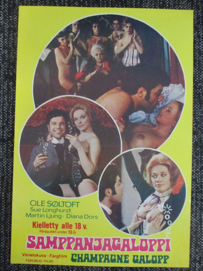 Samppanjagaloppi (1974) - vanha elokuvajuliste - Tanskaseksi