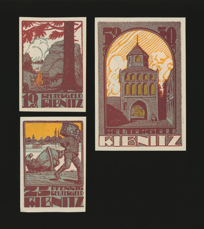 Saksa Notgeld 10, 25, 50 Pfg, Ribnitz 1922