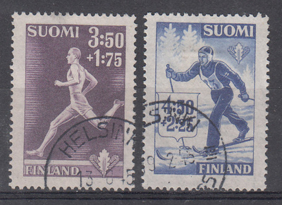 1945 Urheilumerkkejä pyöröleimattu