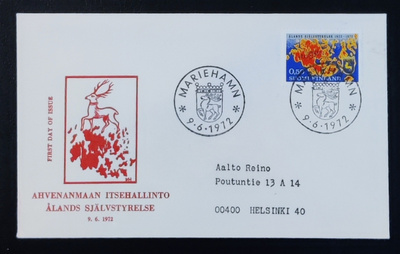 1972 FDC Ahvenanmaan itsehallinto