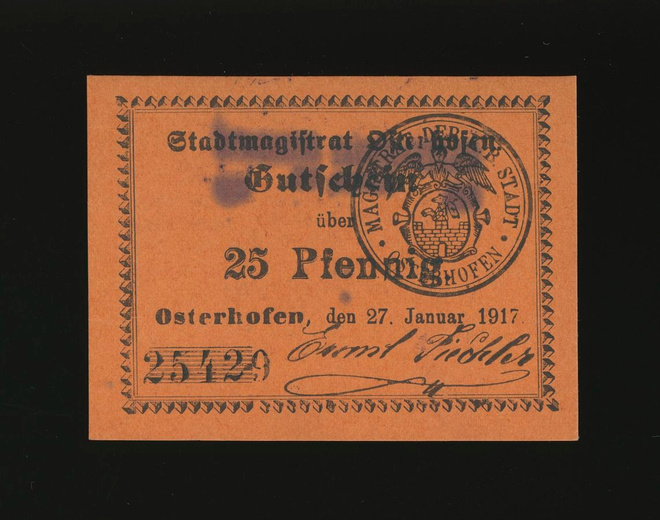 Saksa Notgeld 25 Pfg, Osterhofen 1917