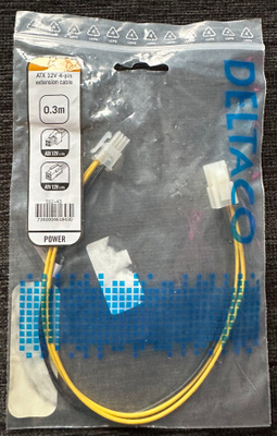 Deltaco 0,3m jatkokaapeli 4-pin ATX-littimelle