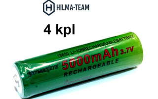 4 kpl Uusia Ladattavia Li-ion-akkuja 18650, 3.7V, 5000mAh