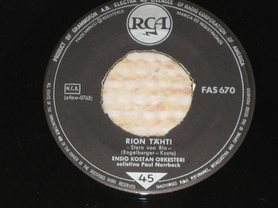 7" PAUL NORRBACK - Rion Tähti - single  EX-
