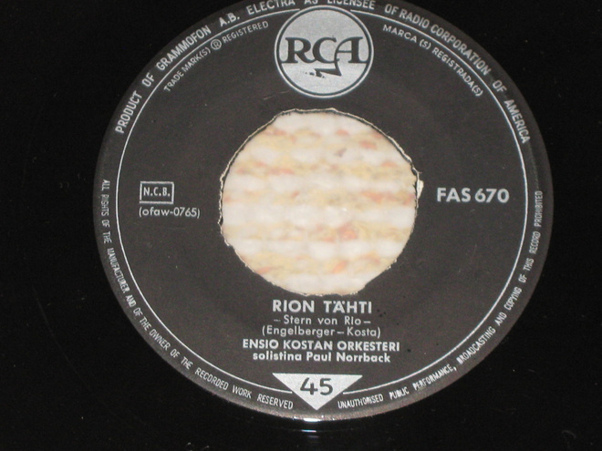 7" PAUL NORRBACK - Rion Tähti - single  EX-
