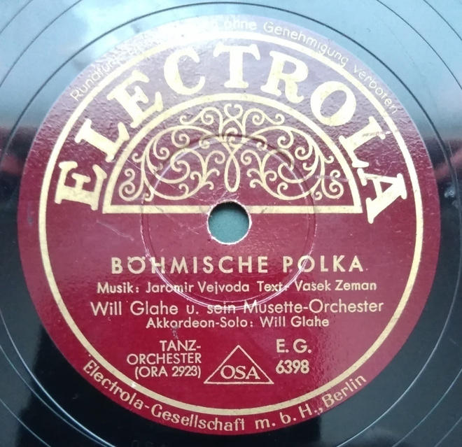 Savikiekko: Will Glahe - Electrola E.G. 6398