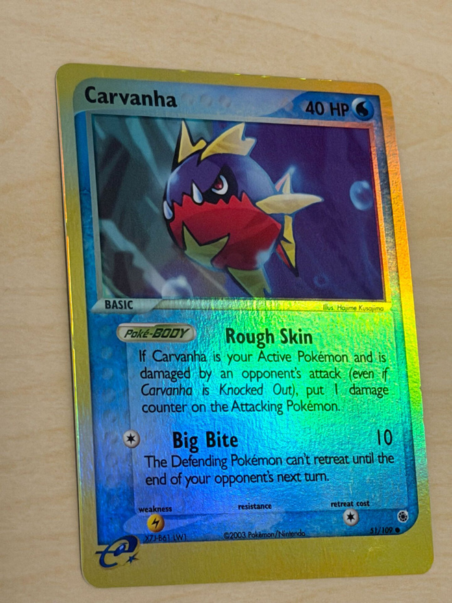 Pokemon Carvanha 51/109 Reverse Holo EX Ruby & Sapphire 2003