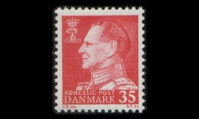 Tanska 412x ** Frederik IX 35 öre punainen x-paperi (1963)
