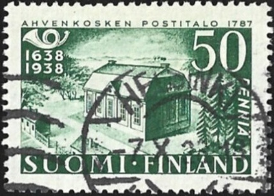 1938 Postin 300-vuotisjuhla 50 p leimattu LaPe 213