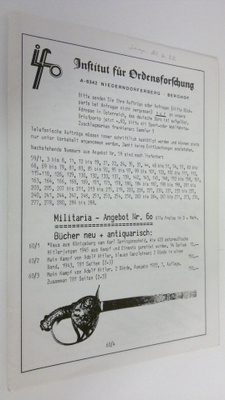 Institut fur Ordensforschung : Militaria-Angebot Nr. 60