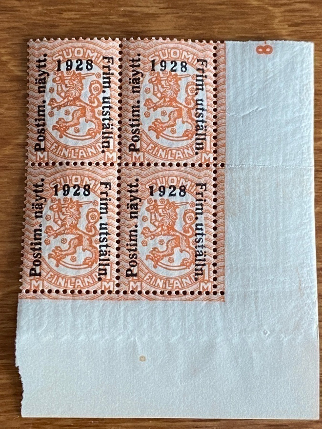 POSTIMERKKINÄYTTELY 1MK 1928 NELIÖ**