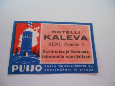 TT Etiketti Puijo Hotelli Kaleva Kemi