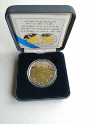 Suomen itsenäisyyden 90-vuotisjuhlaraha, 2007 proof, 5 e.