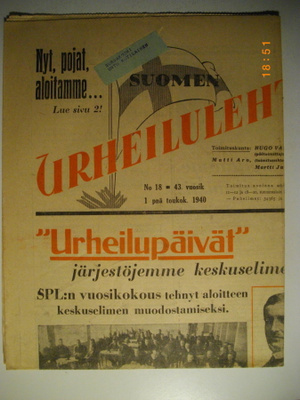 Suomen Urheilulehti Nro 18/1940 (16.3)