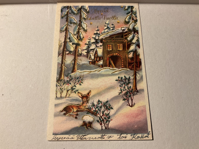 Postikortti Hyvää Uutta Vuotta! 1950-luku