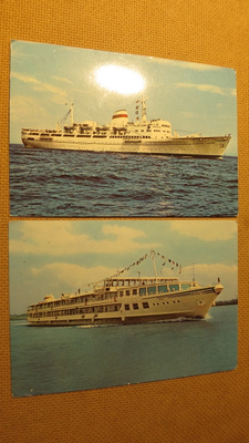 CCCP: seitsemän Black Sea Steamship Companyn mainoskorttia