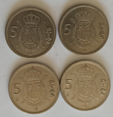 4 kpl Espanja 5 ptas1983-1984, 2 kuvaa