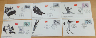 6 VANHAA FDC Ensipäiväkuorta Olympia 1964 Innsbruck Itävalta