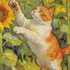 Kissa ja auringonkukat - pikkukuva 1