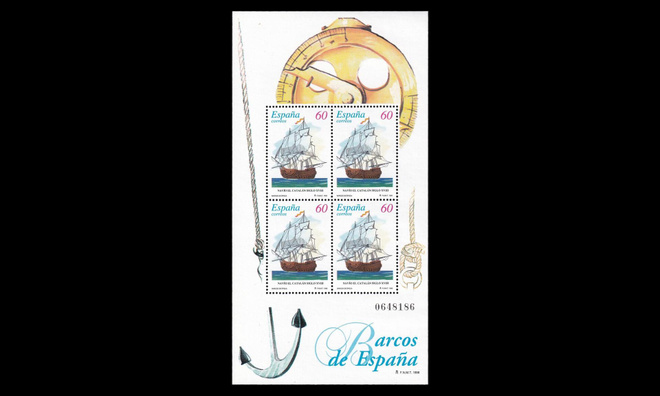 Espanja 3265BL63 ** Purjealuksia blokki (1996)