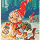 Eero-Einari NURMELA - Joulusaunaan menossa - kulk. 1969 - pikkukuva 1