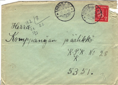 KENTTÄPOSTI VARPAISJÄRVI-KPK/28-5351-ESIKUNTA