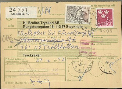 Ruotsi Mi 628 ym pakettikortti