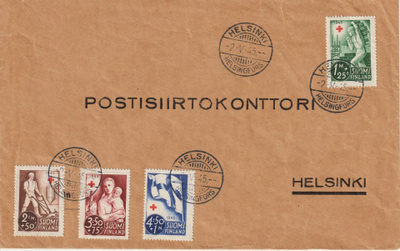 1945 Punaisen Ristin merkkisarjan FDC-kirje