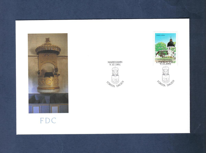 FDC...Åland...Vårdön kirkko...Mariehamn 9.10.1991