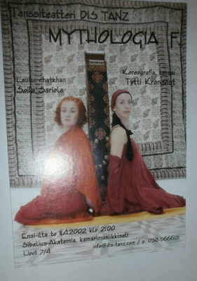 Tanssiteatteri Diz Tanz: Mythologia, v. 2002, mainospk, ei p