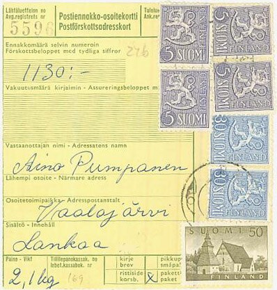 M54 1959 postiennakkopaketti