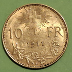 Sveitsi 10 Francs 1911 kultaraha. Harvinainen vuosi. - pikkukuva 4