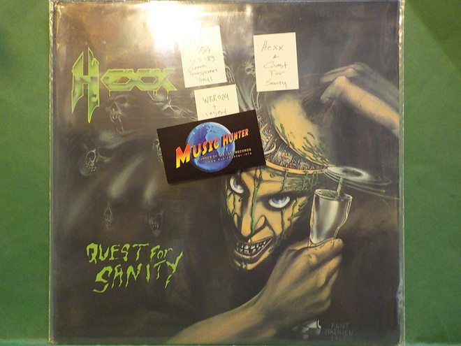 HEXX - QUEST FOR SANITY - GREEN TRANSPARENT US -89 M-/EX+ LP