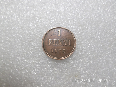 1 penni  1903   kulkematon   hieno  Iso kolmonen,