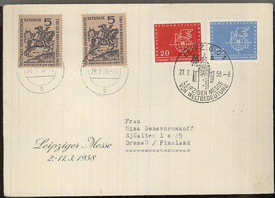 DDR Mi 618-9 ym kirje Suomeen