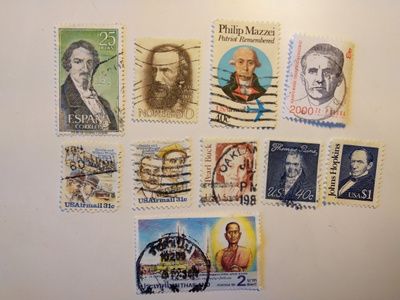 Postimerkki aihekokoelma henkilöitä 10 erilaista