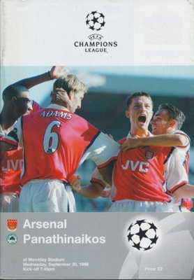 Jalkapallo otteluohjelma Arsenal - Panathinaikos 1998